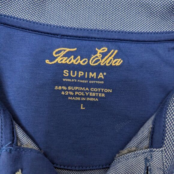 Tasso Elba Mens Sz L Supima Cotton Blend Polo Shirt Classic Basic Minimal Casual - Picture 3 of 3